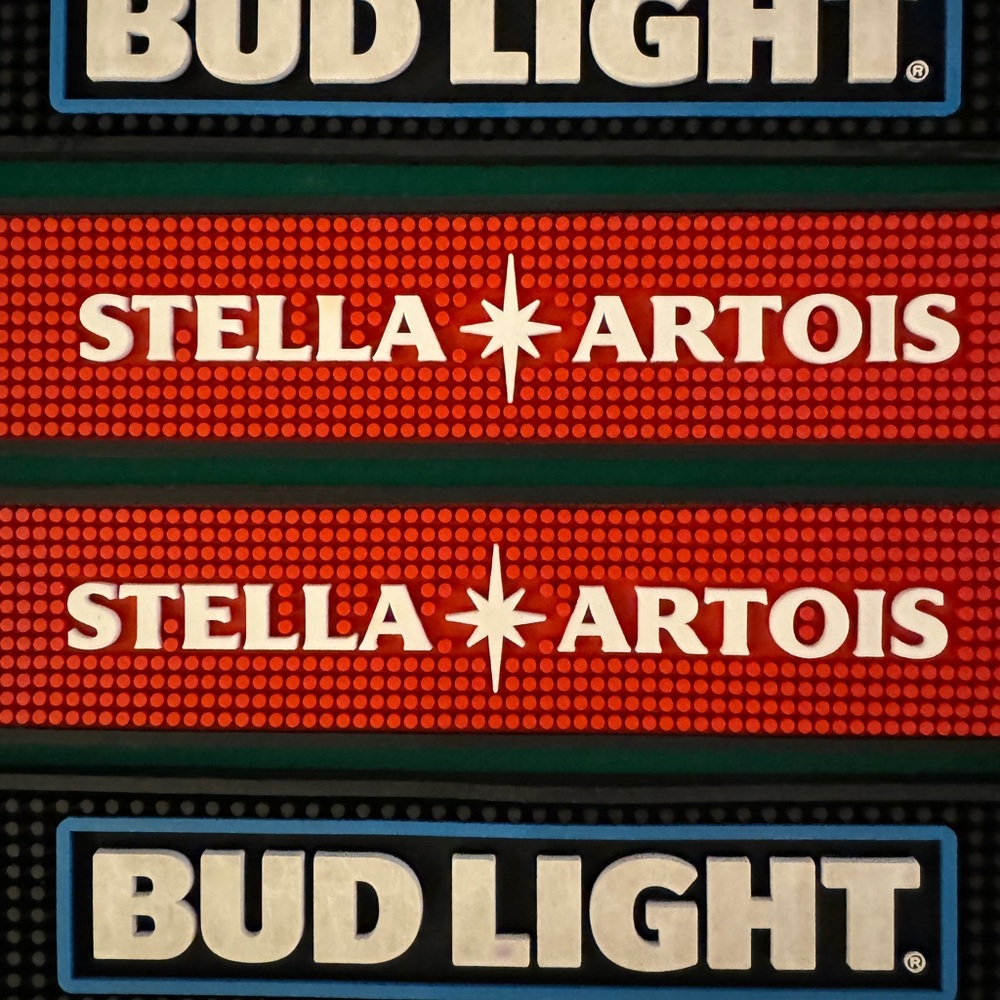Professional Bar Spill Mats Bud Light Stella Artois - SET of 4 - Picture 3 of 10